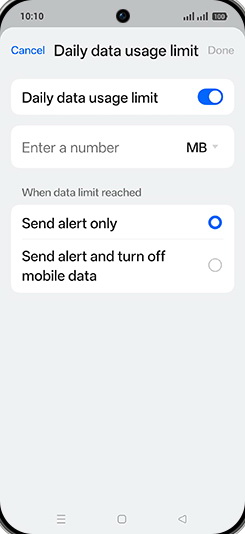 Step 10: Tap on MB or GB.