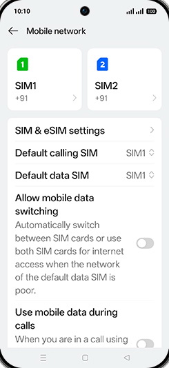 Step 7: Tap on SIM1 or SIM2.