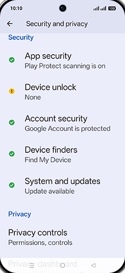 Step 4: Tap on Device unlock.