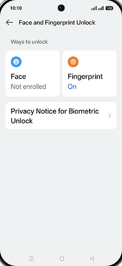 Step 6: Tap on Fingerprint.