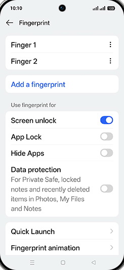 Step 8: Tap on Menu of desired Fingerprint.