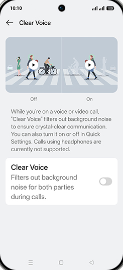 Step 5: Tap on Clear Voice to turn ON.