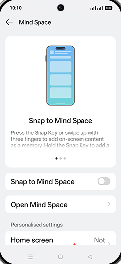 Step 5: Tap on Snap to Mind Space to turn ON.