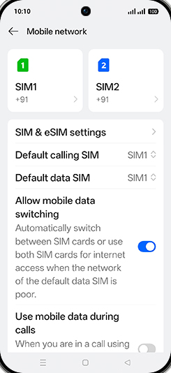 Step 4: Tap on SIM1 or SIM2.