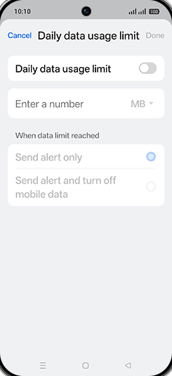 Step 9: Tap on Daily data usage limit to turn ON.