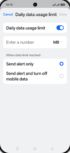 Step 10: Tap on MB or GB.