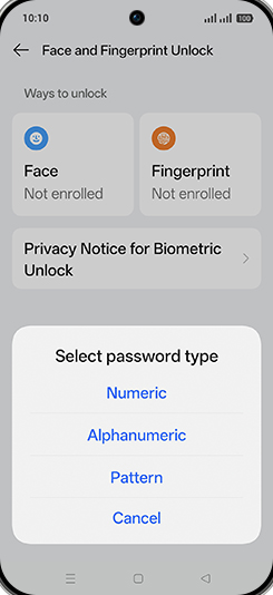 Step 8: Tap on desired Password type.