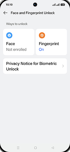 Step 6: Tap on Fingerprint.