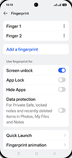 Step 8: Tap on Menu of desired Fingerprint.
