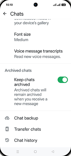 Step 6: Tap on Chat backup.