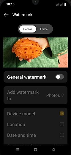 Step 7: Tap on General watermark to turn ON.