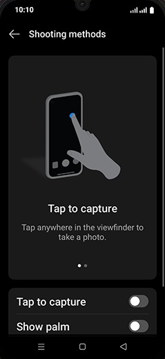 Step 6: Tap on Tap to capture to turn ON.