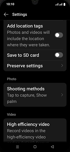 Step 5: Tap on Save to SD card to turn ON.