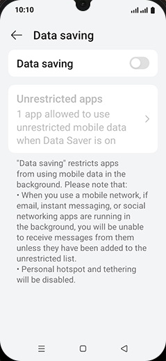 Step 5: Tap on Data saving to turn ON.