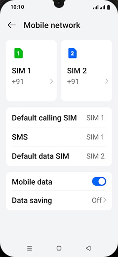 Step 4: Tap on Default data SIM.