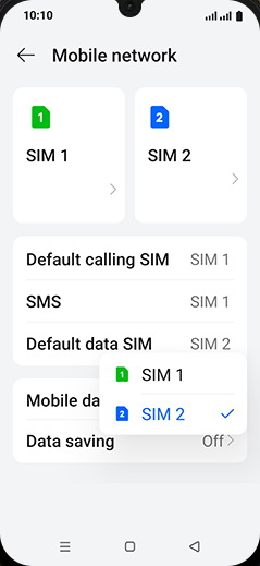 Step 5: Tap on SIM 1 or SIM 2.