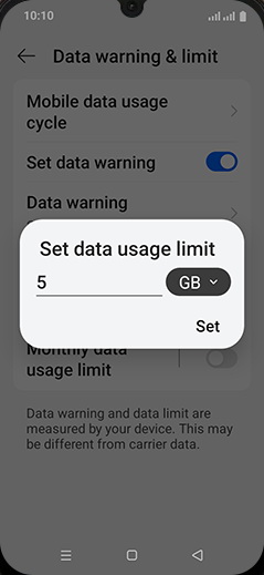 Step 18: Tap on MB or GB.