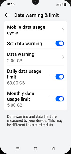Step 23: Tap on Monthly data usage limit.