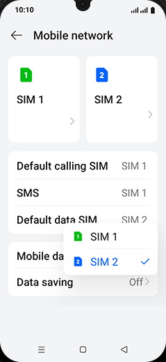 Step 5: Tap on SIM 1 or SIM 2.