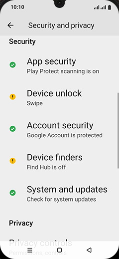 Step 4: Tap on Device unlock.