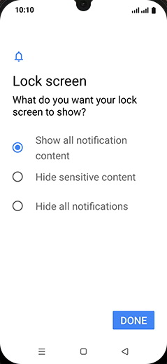 Step 8: Set Lock screen notification settings and tap on DONE.