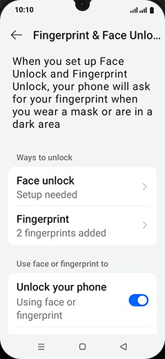 Step 7: Tap on Fingerprint.