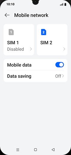 Step 4: Tap on SIM1 or SIM2.