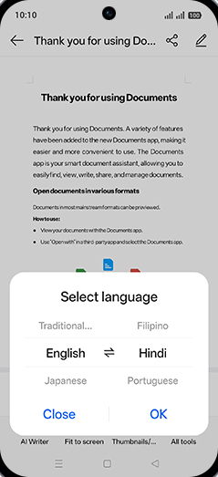 Step 7: Select desired language and tap on OK.