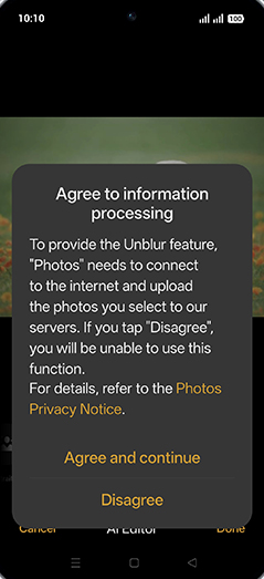 Step 9: Tap on Agree and continue.