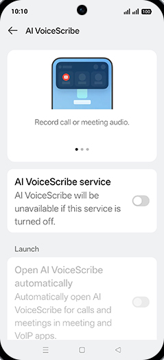 Step 5: Tap on AI VoiceScribe service to turn ON.