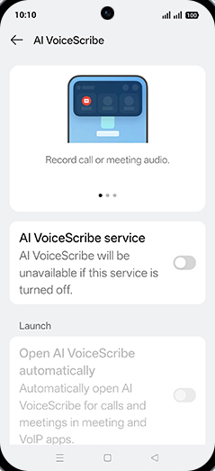 Step 5: Tap on AI VoiceScribe service to turn ON.
