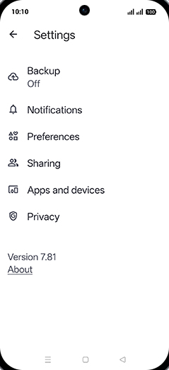 Step 5: Tap on Backup.