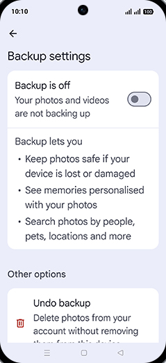Step 6: Tap on Backup to turn ON.