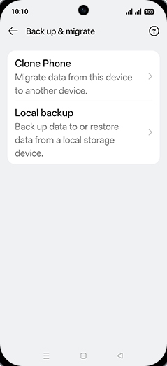 Step 6: Tap on Local backup.