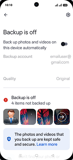 Step 5: Tap on Backup is off to turn ON.