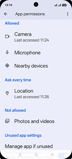 Step 9: Tap on desired permissions.