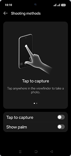 Step 6: Tap on Tap to capture to turn ON.
