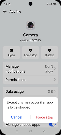 Step 9: Tap on Force stop.