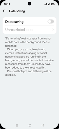 Step 6: Tap on Data saving to turn ON.