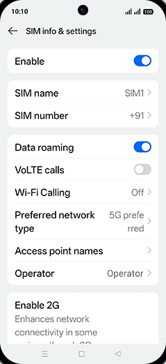 Step 7: Tap on VoLTE calls to turn ON.