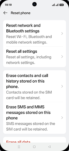 Step 6: Tap on Reset network and Bluetooth settings.