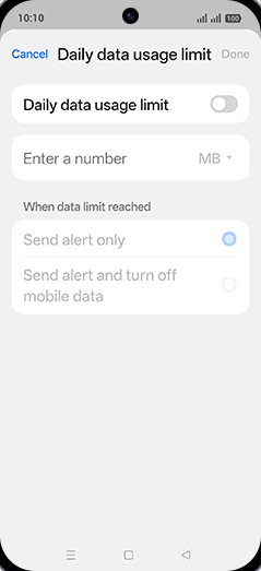 Step 9: Tap on Daily data usage limit to turn ON.