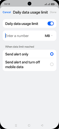 Step 10: Tap on MB or GB.