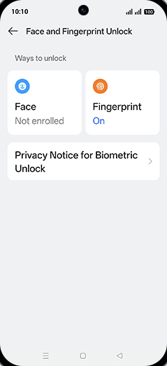 Step 6: Tap on Fingerprint.