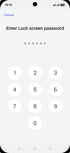 Step 7: Enter Lock screen password.