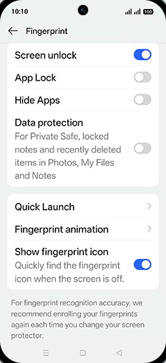 Step 8: Tap on Fingerprint animation.