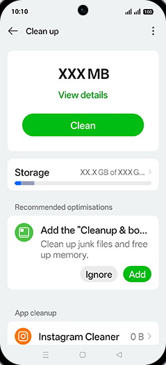 Step 6: Tap on Clean.