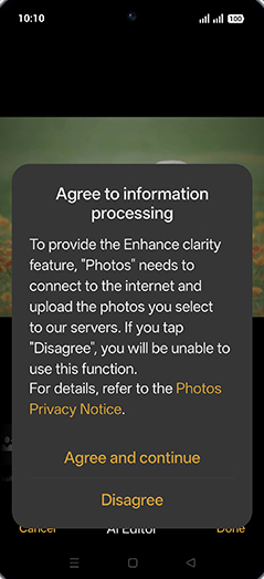 Step 9: Tap on Agree and continue.