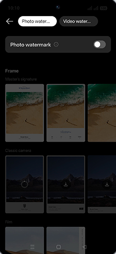 Step 6: Tap on Photo watermark to turn ON.