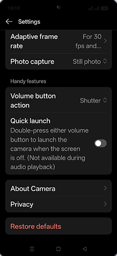 Step 5: Tap on Photo capture.